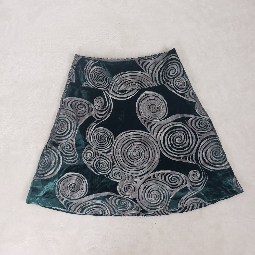 Sevier Skirts Custom Teal/ Green Velvet Silver Swirl Skirt
